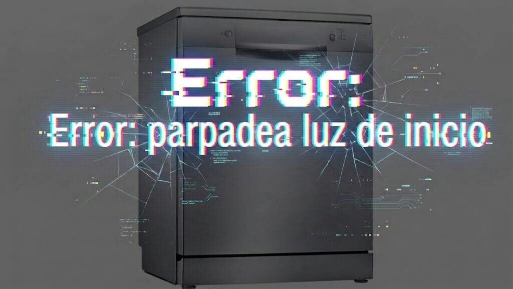 Lavavajillas Bosch con el aviso "Error: parpadea luz de inicio", ilustrando el fallo antes de arrancar el programa